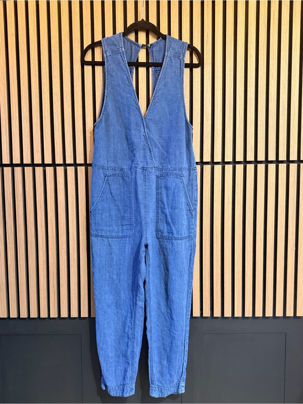 Free People Blue Linen Jumpsuit